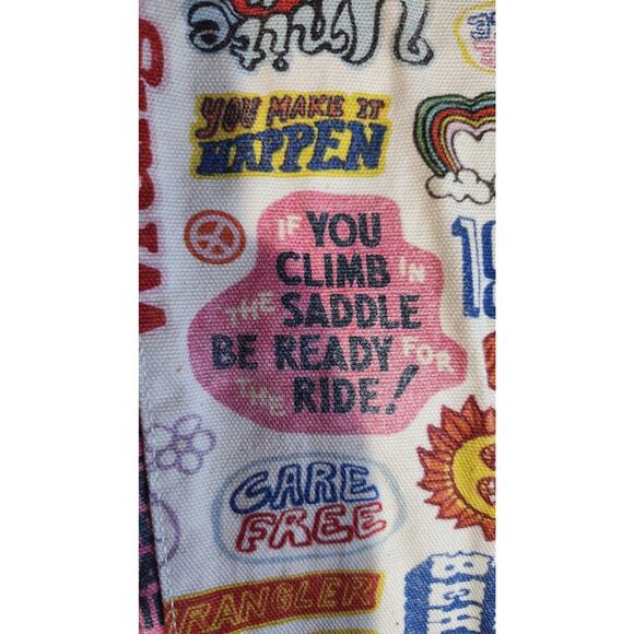 Wrangler Free People Cowgirl Heaven Wide Barrel Leg Jeans Retro Pop Art sz 28x28 - Picture 15 of 15